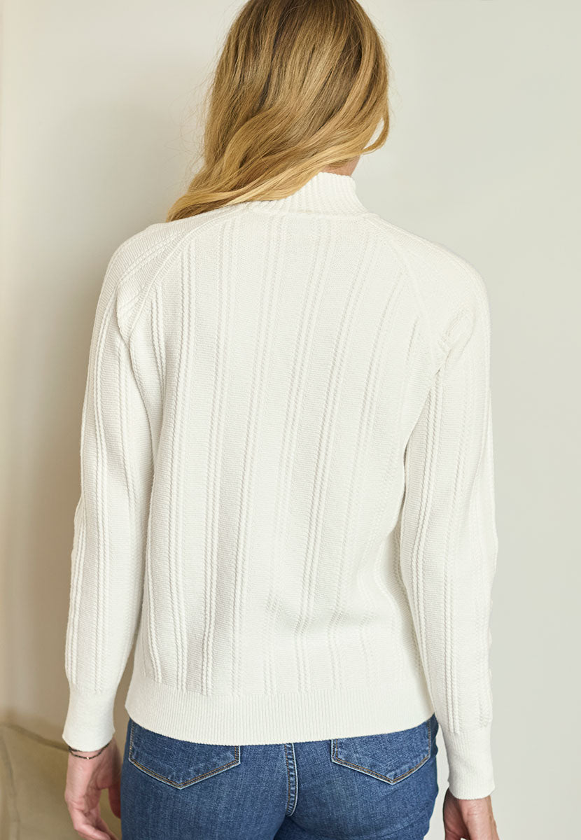 Lou Turtleneck Ribbed Jumper - Winter White Back View