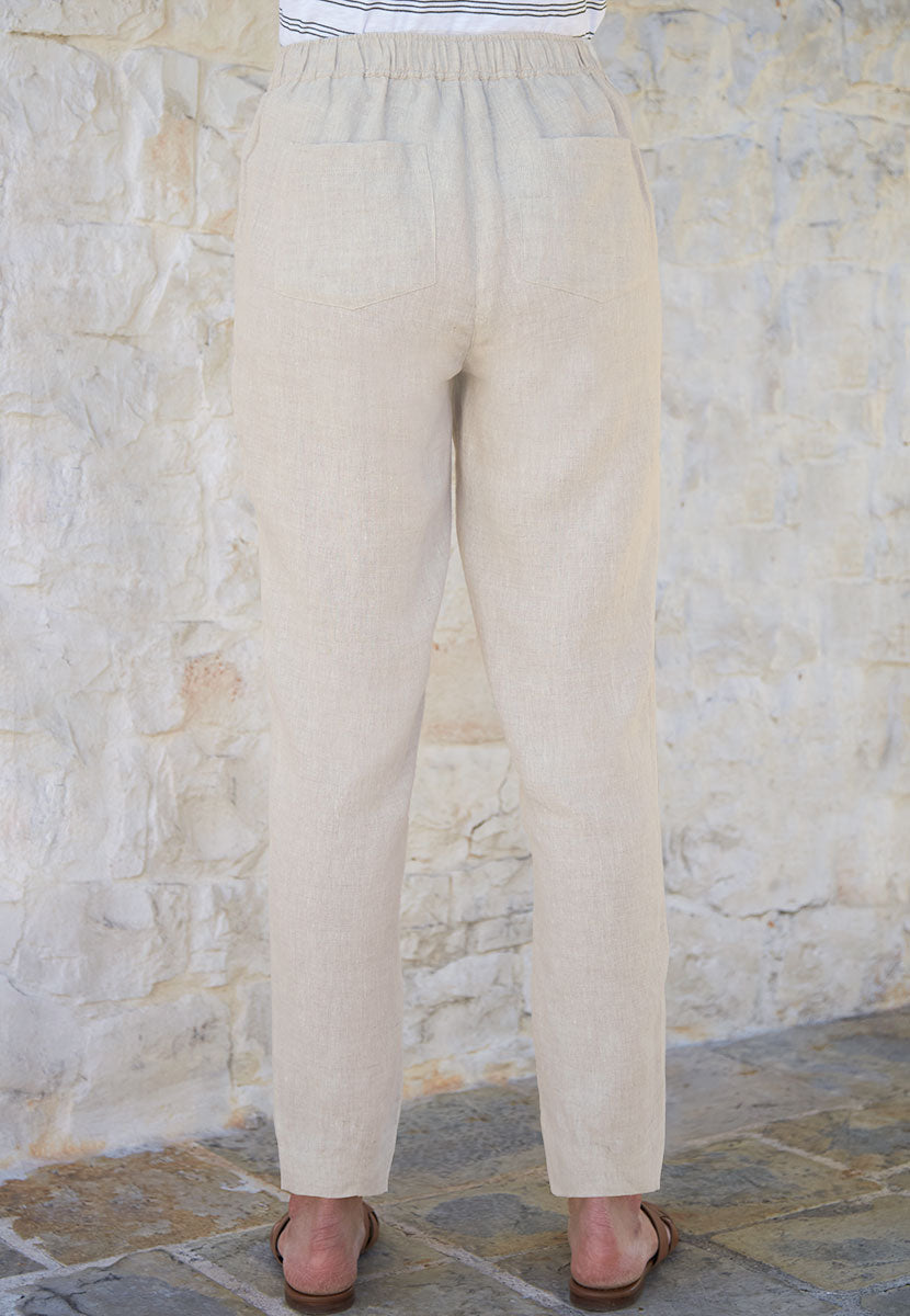 Lucia High Waist Tapered Linen Trouser - Natural