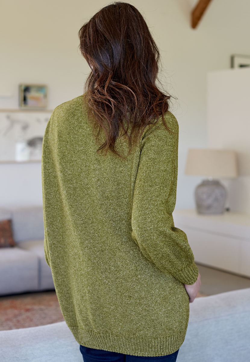 Lucie Cardigan - Khaki Marl Back View