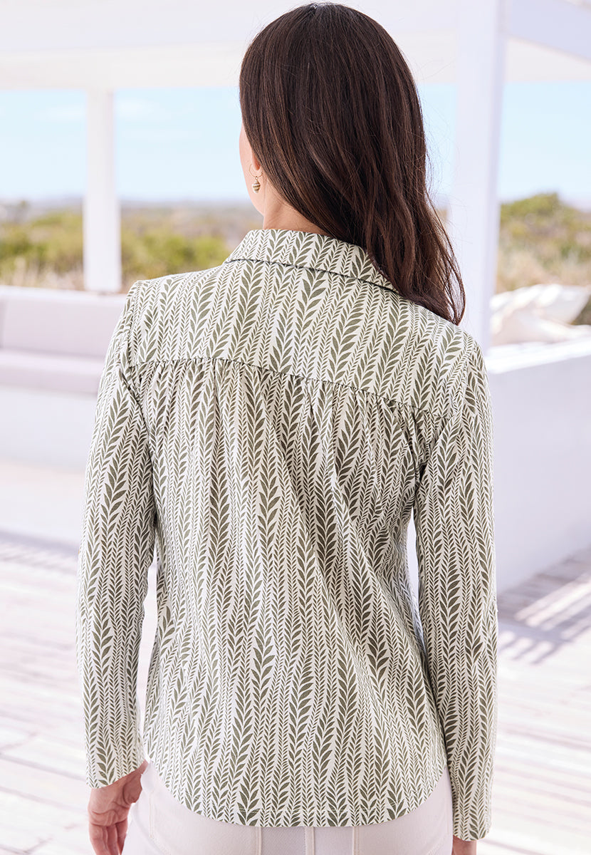 Lucille Cotton Jersey Long Sleeve Shirt - Folio Print