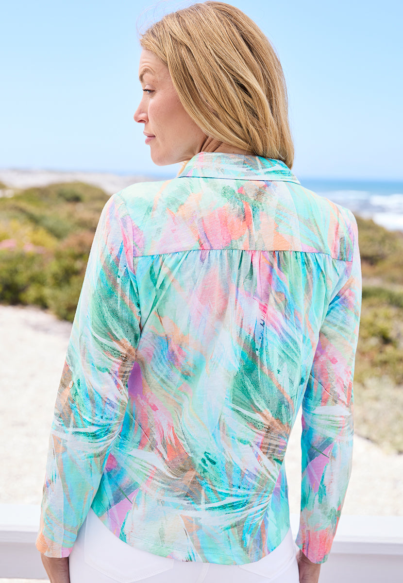 Lucille Cotton Jersey Long Sleeve Shirt - Monzo Print