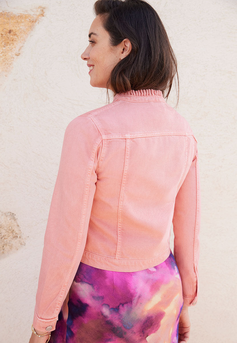 Lyla Denim Long Sleeve Pure Cotton Jacket - Soft Peach