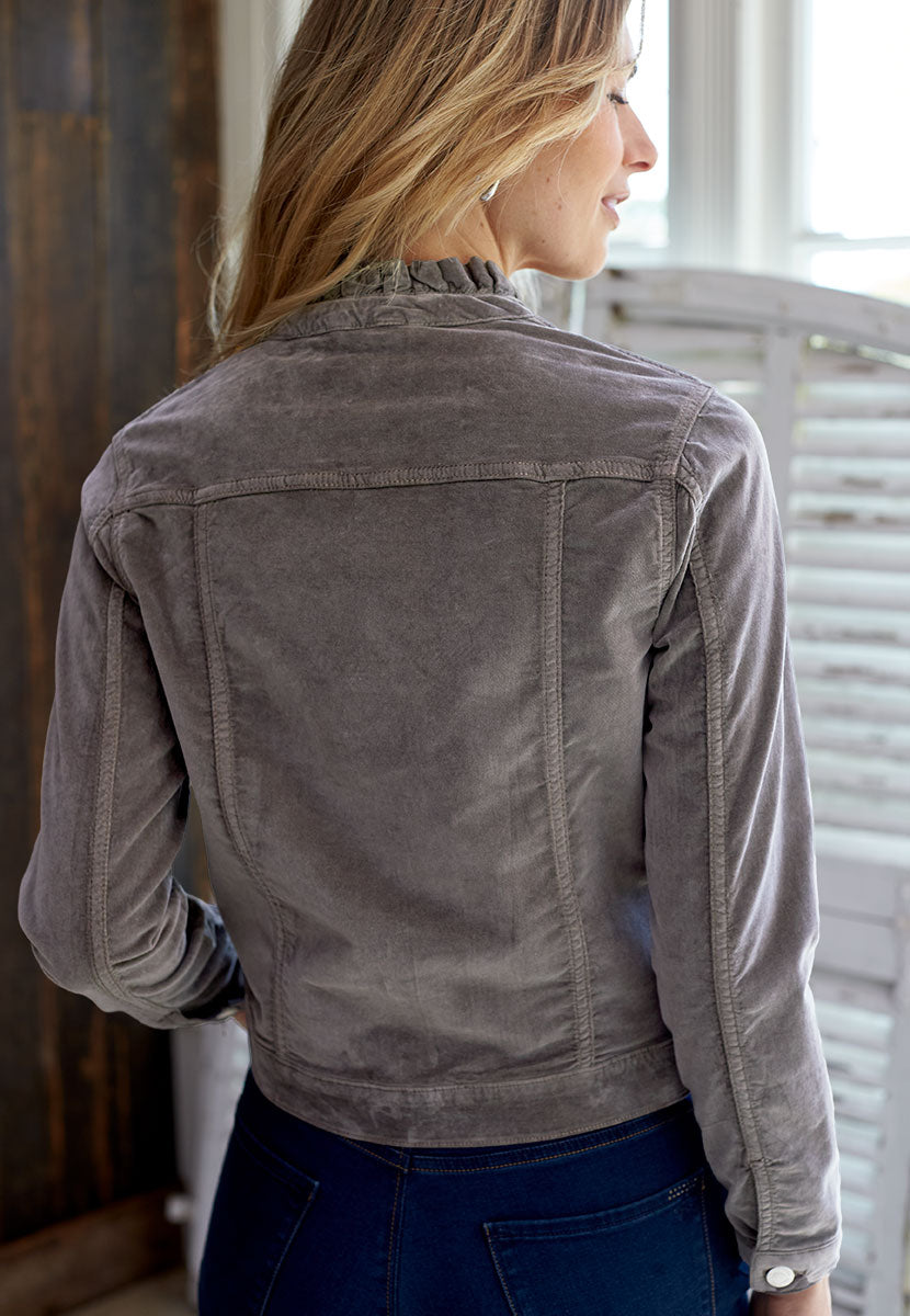 Lyla Velvet Jacket - Oyster Grey
