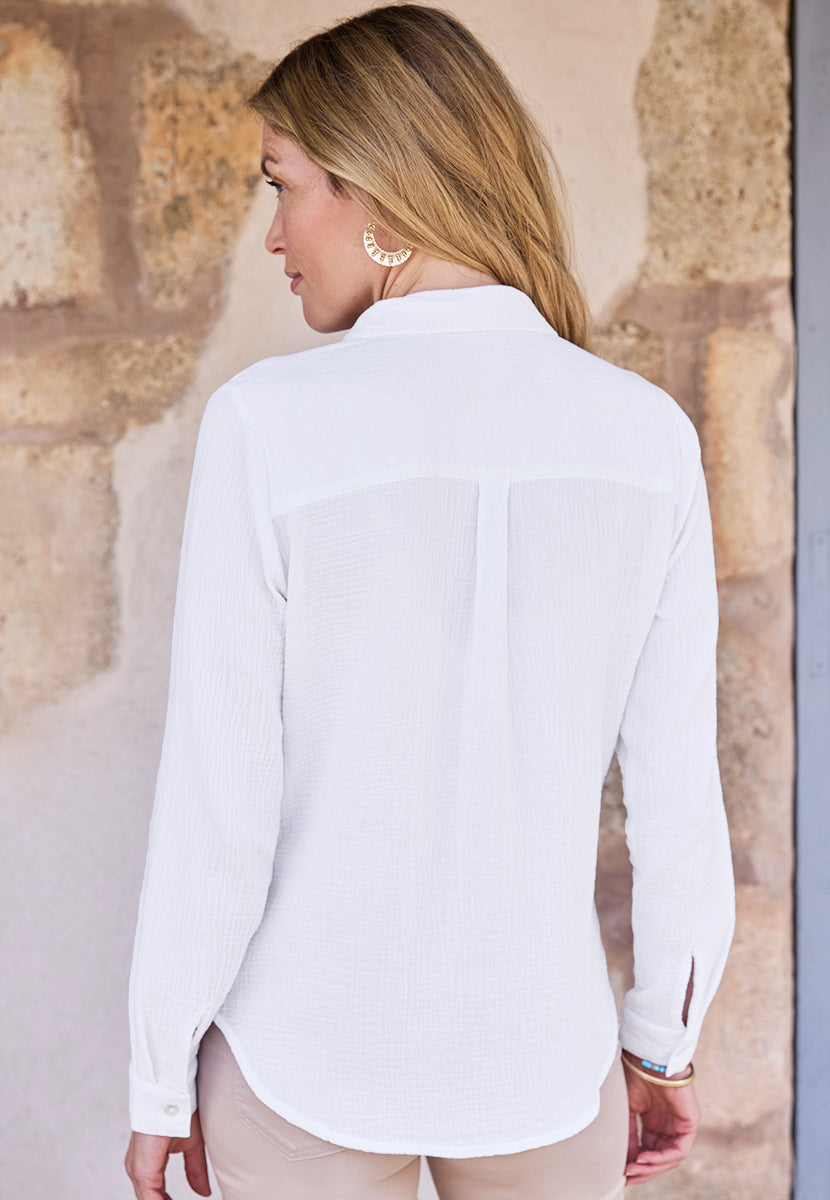 Maeve Embroidered Cotton Shirt - White