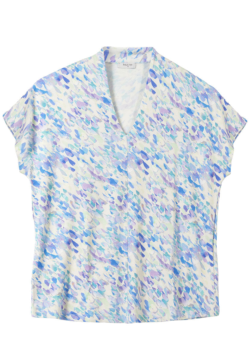 Maggie Short Sleeve V-Neck Top - Orta Print