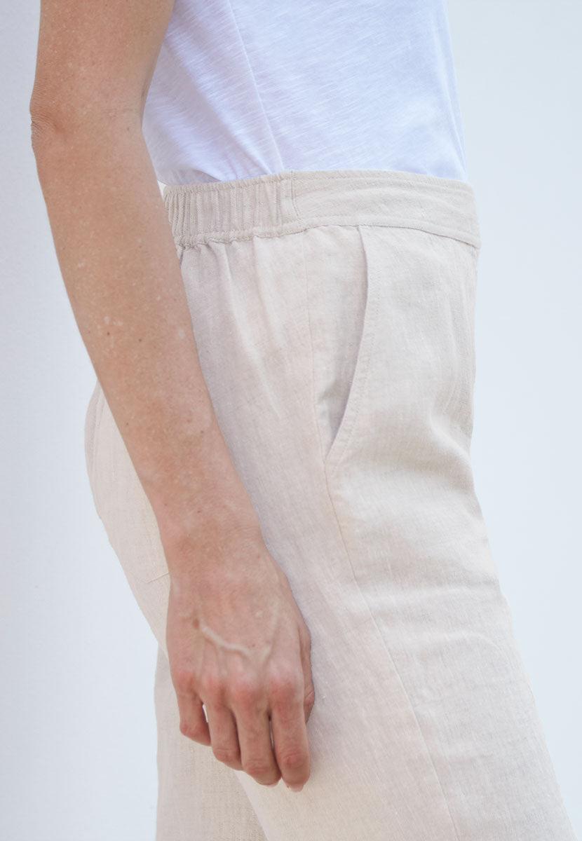Marcella Wide Leg Linen Trouser - Natural