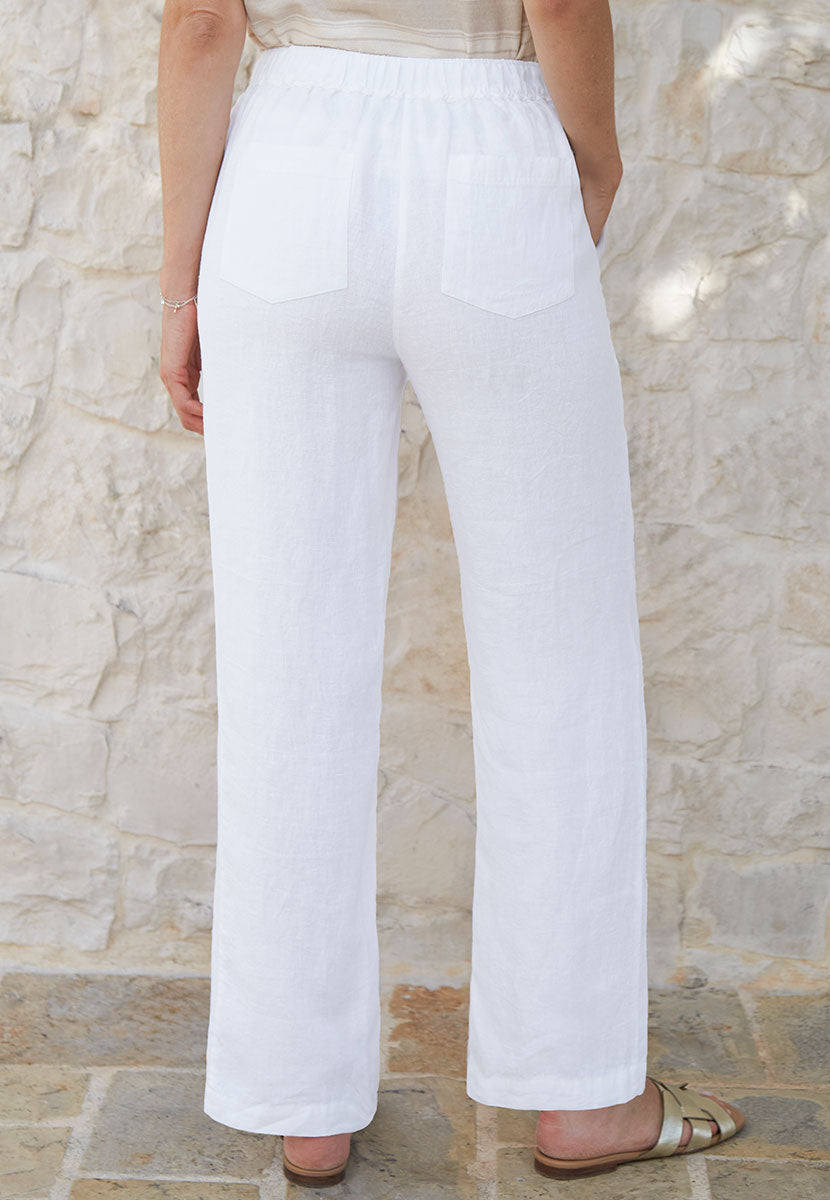 Marcella Wide Leg Linen Trouser - White