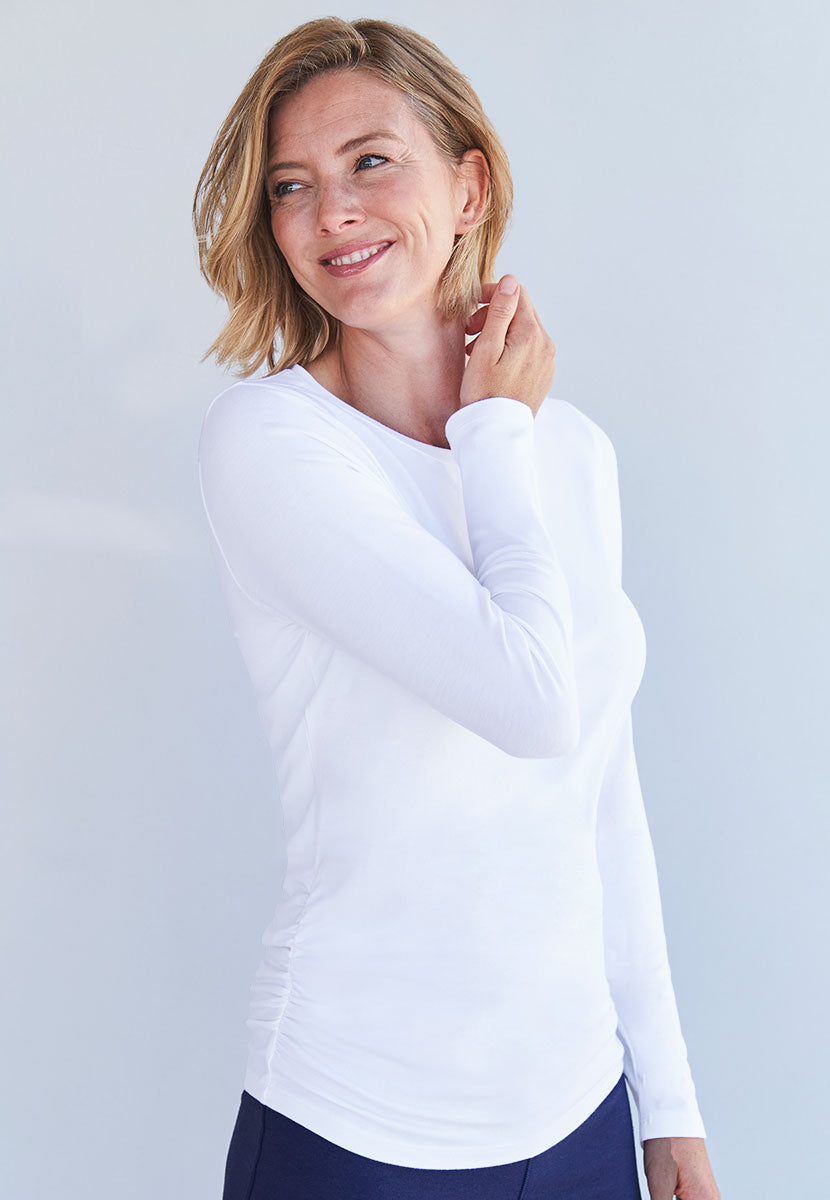 Margot Long Sleeve Bamboo Top - Soft White
