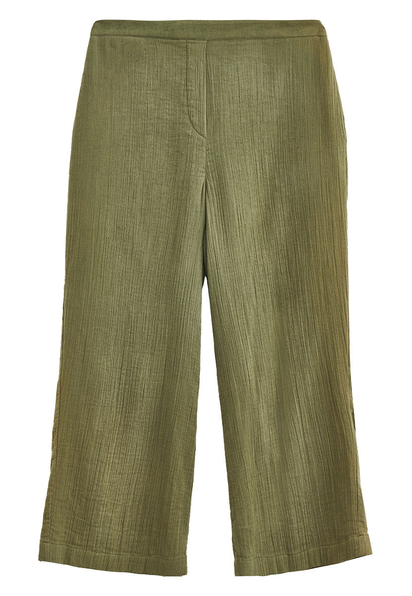 Marissa Pure Cotton Woven Co-ord Trouser - Rich Olive