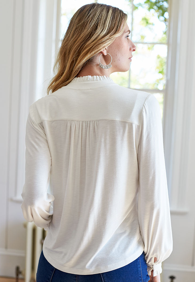 Martine Jersey Shirt - Ivory Back View