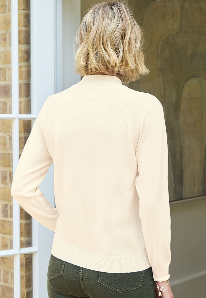 Melissa Long Sleeve Merino Jumper - Cream Back View