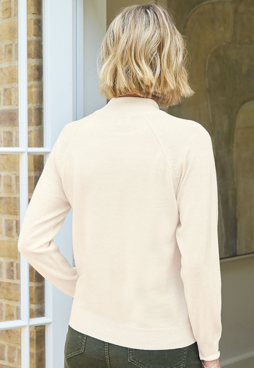 Melissa Long Sleeve Merino Jumper - Cream Back View