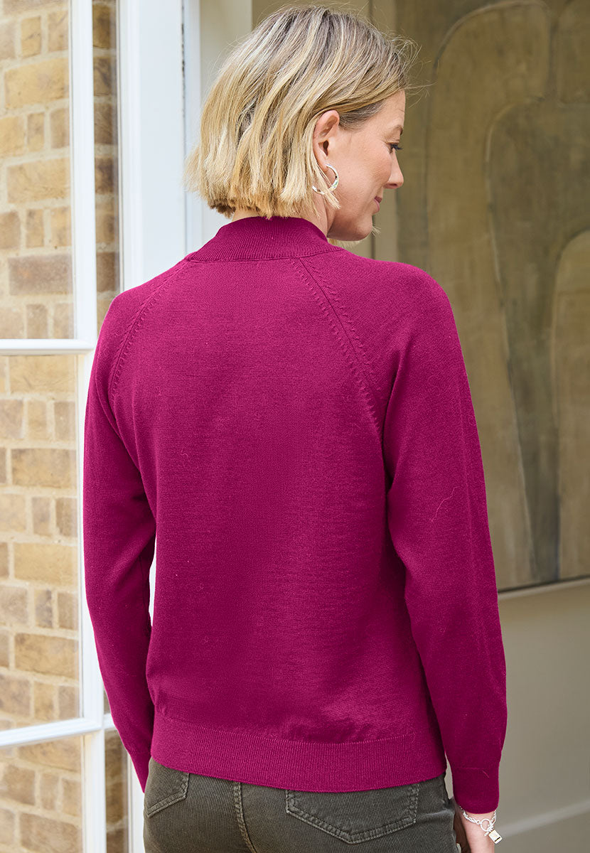 Melissa Long Sleeve Merino Jumper - Mulberry Back View