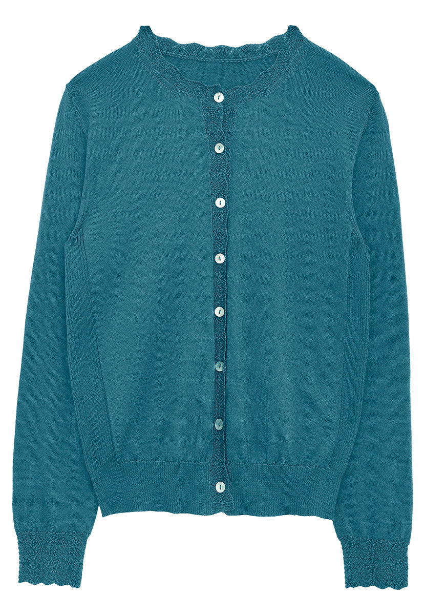 Michelle Merino Knit Cardigan - Teal