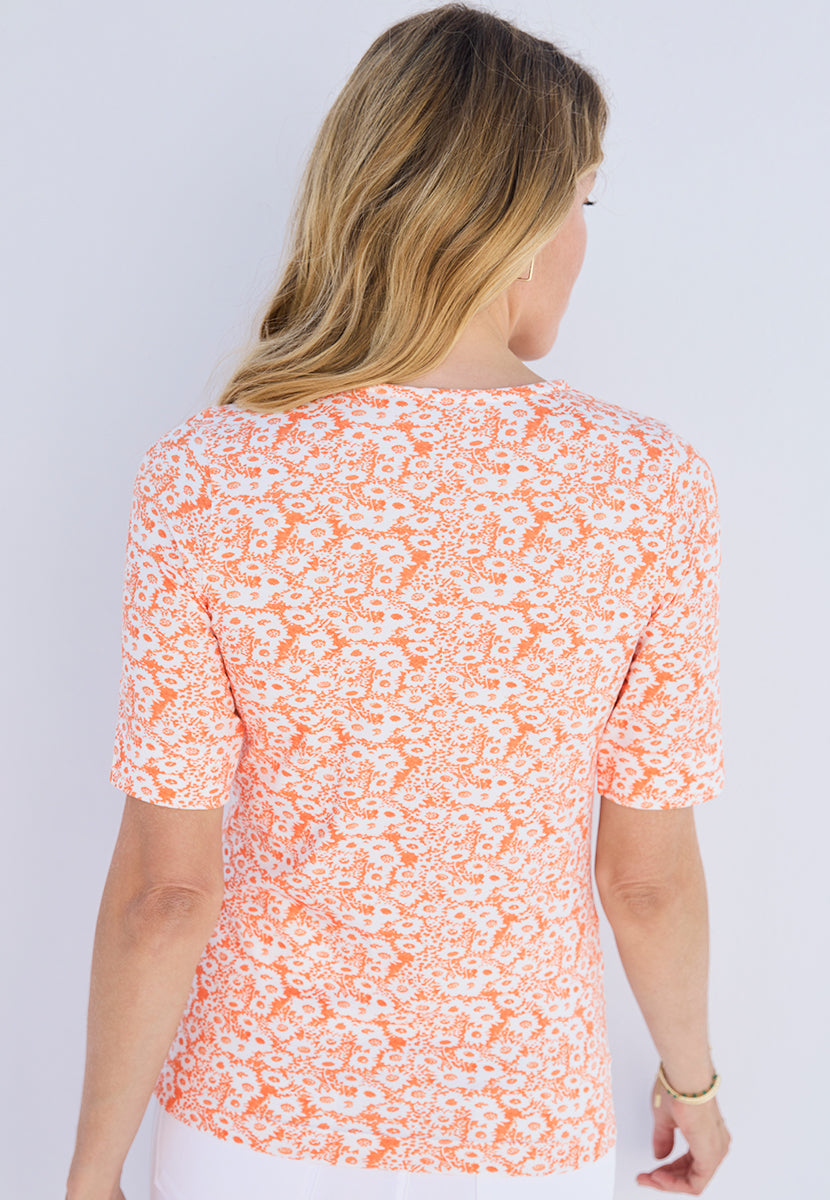 Miki Short Sleeve Cotton Top - Sunray Print