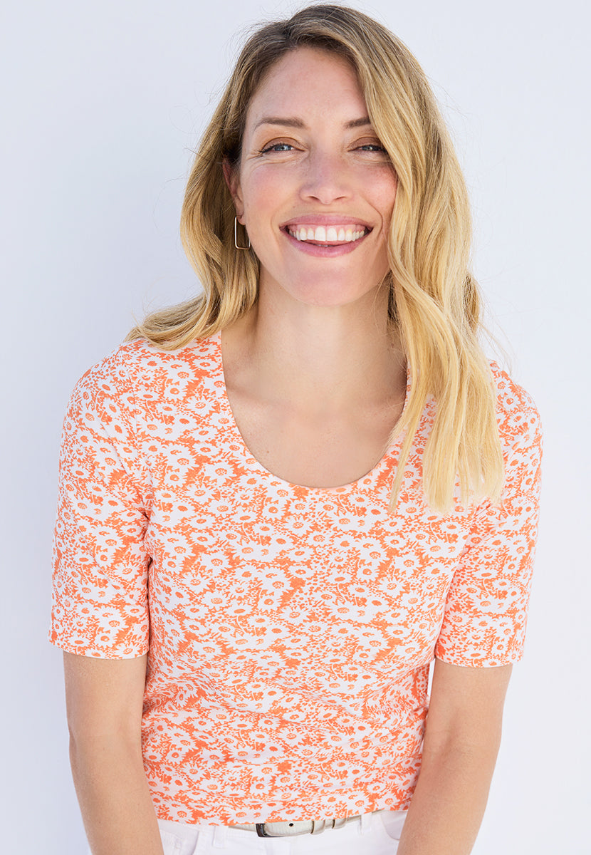Miki Short Sleeve Cotton Top - Sunray Print