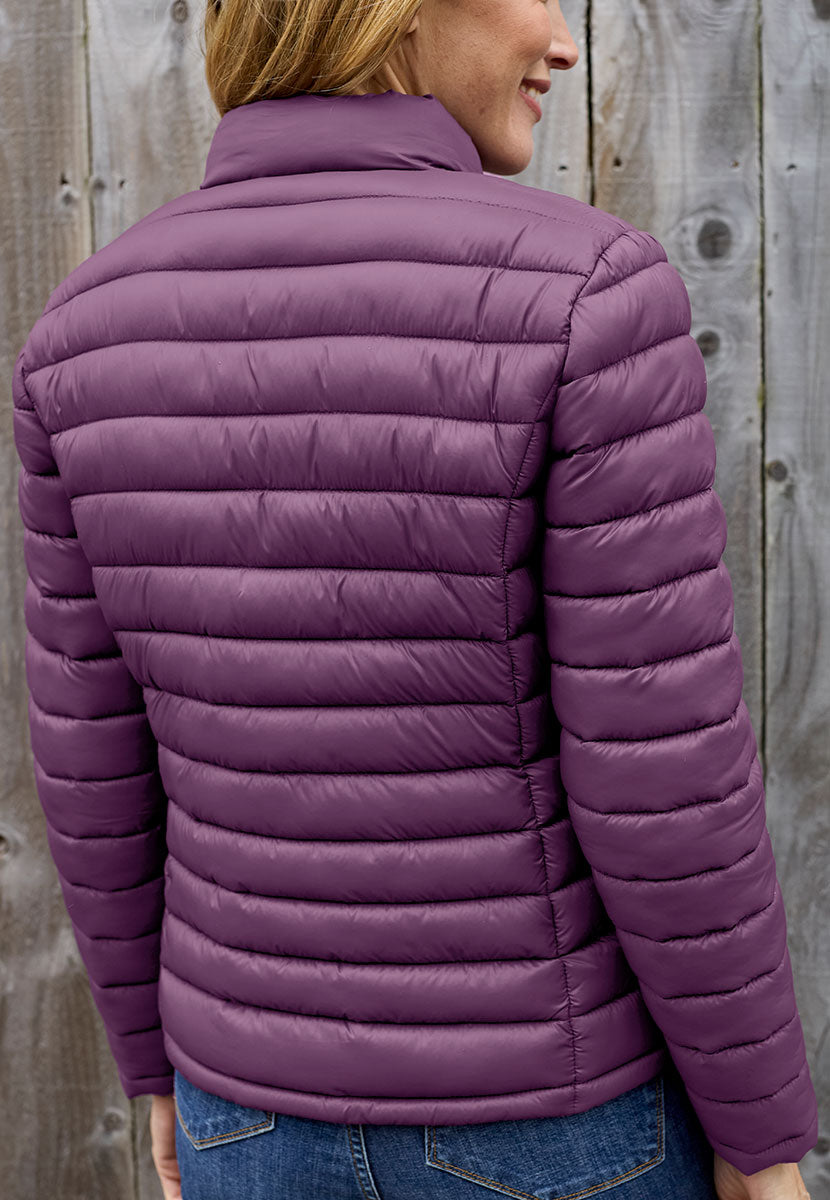 Millie Long Sleeve Padded Jacket - Deep Purple Back View