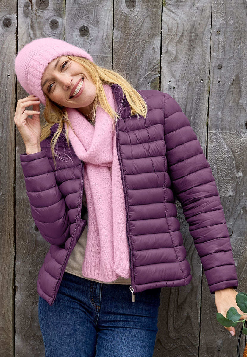 Millie Long Sleeve Padded Jacket - Deep Purple Front Accessory View