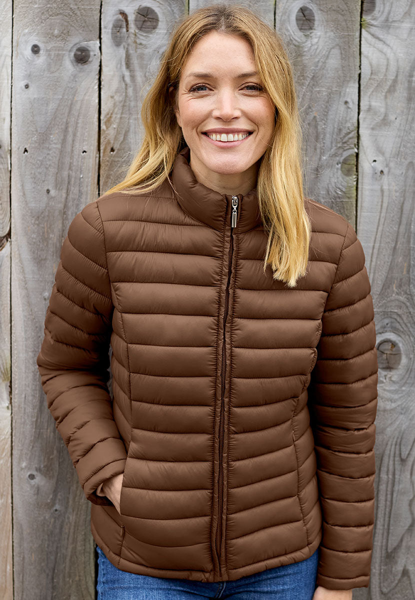 Millie Long Sleeve Padded Jacket - Praline Front Alt View