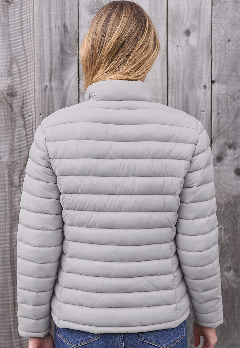 Millie Long Sleeve Padded Jacket - Silver Grey Back View