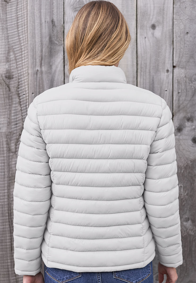 Millie Long Sleeve Padded Jacket - Silver Grey Back View