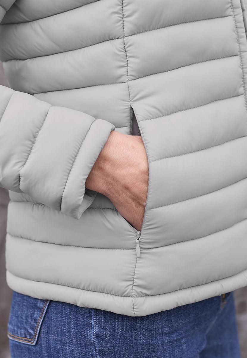 Millie Long Sleeve Padded Jacket - Silver Grey Detail View