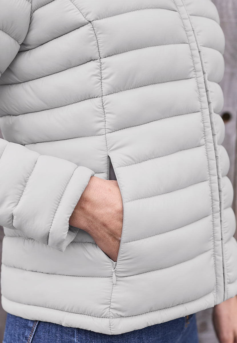 Millie Long Sleeve Padded Jacket - Silver Grey Detail View