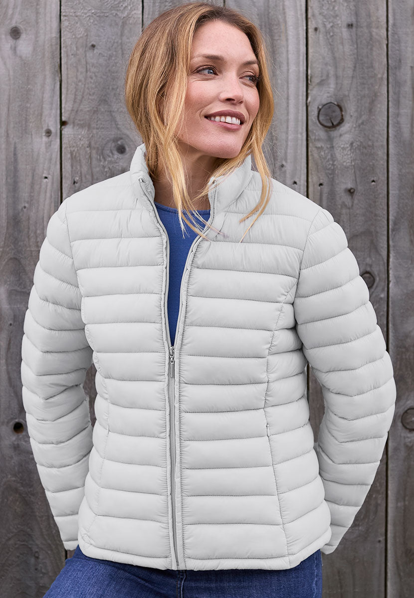 Millie Long Sleeve Padded Jacket - Silver Grey Front Alt View