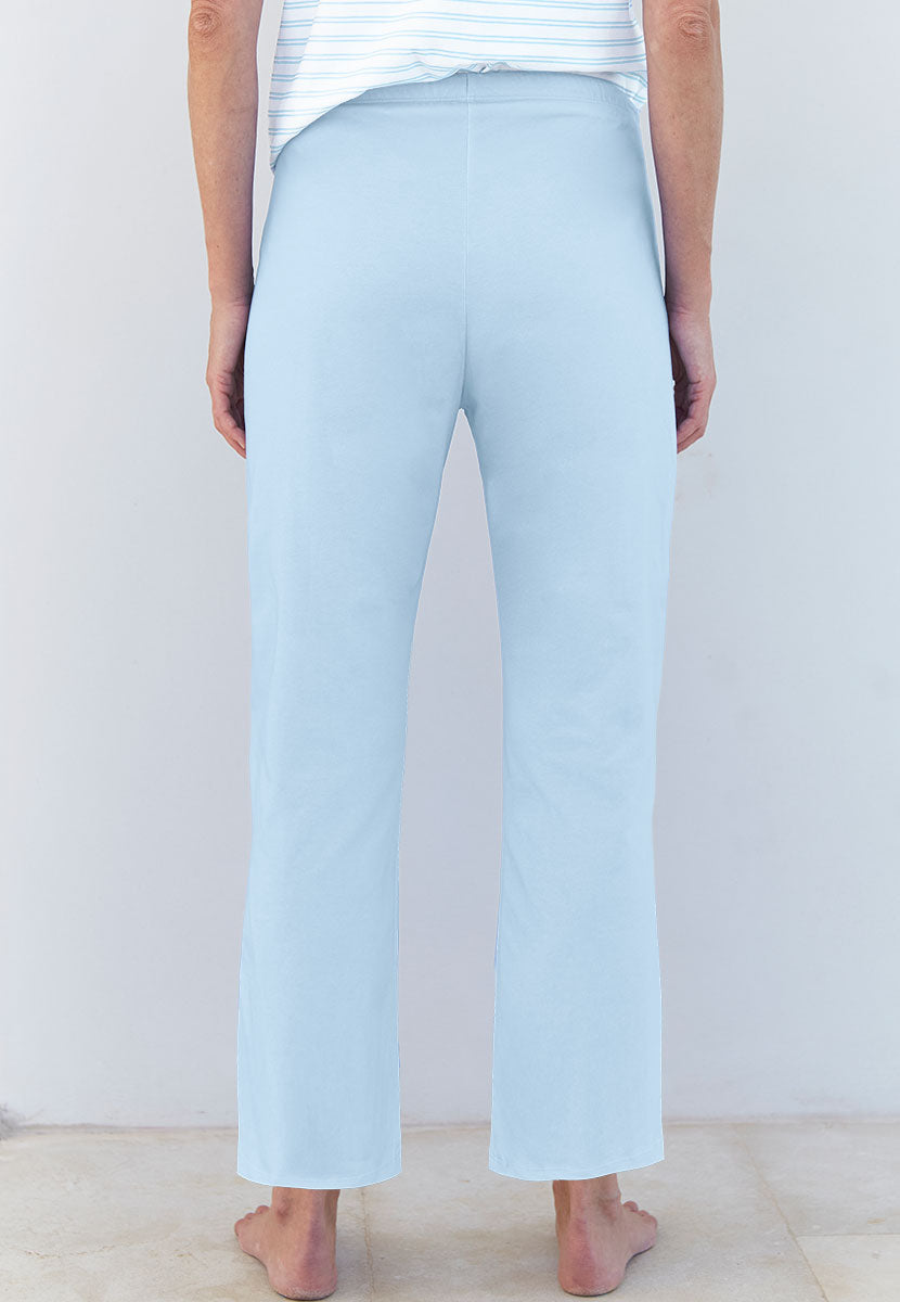 Mollie Short Sleeve Cotton Jersey Pyjama Set - Soft Blue Stripe