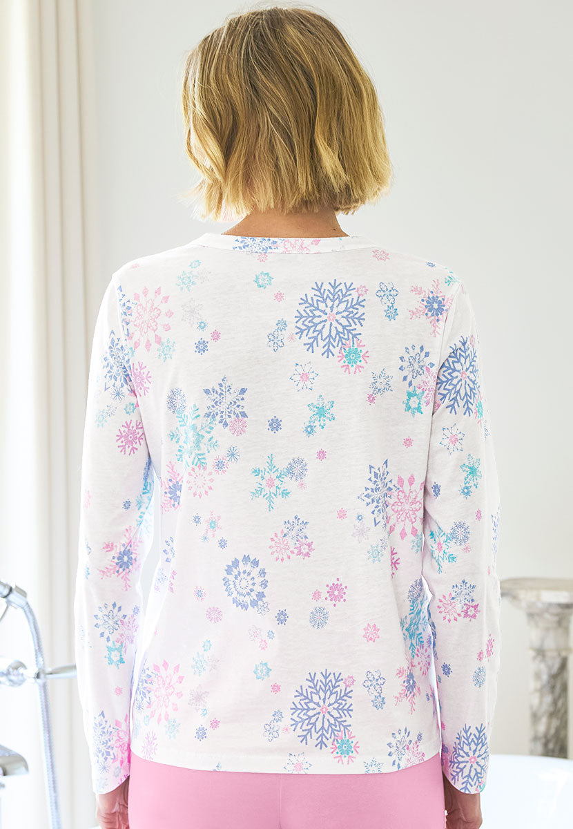 Mollie Long Sleeve Pure Cotton Pyjama Set - Verbier Print Back Top View