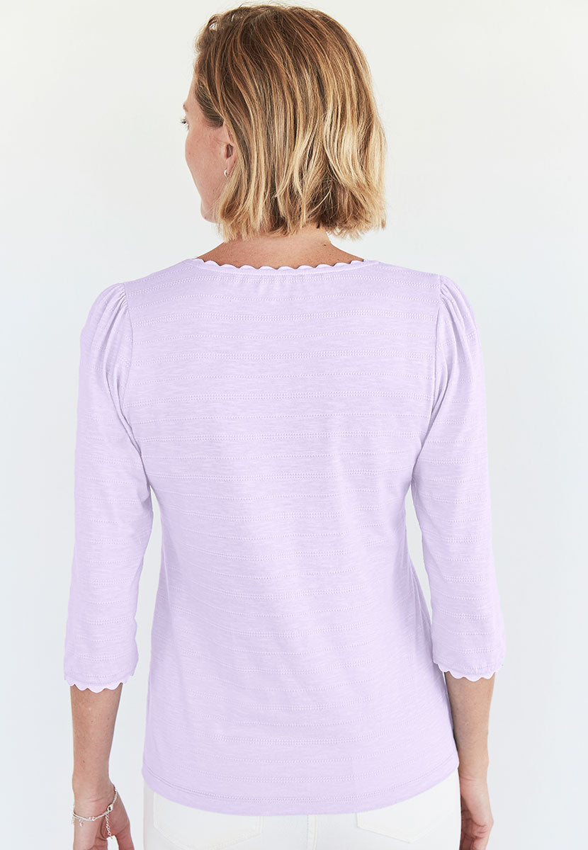 Mylie 3/4 Sleeve Cotton Top - Soft Purple