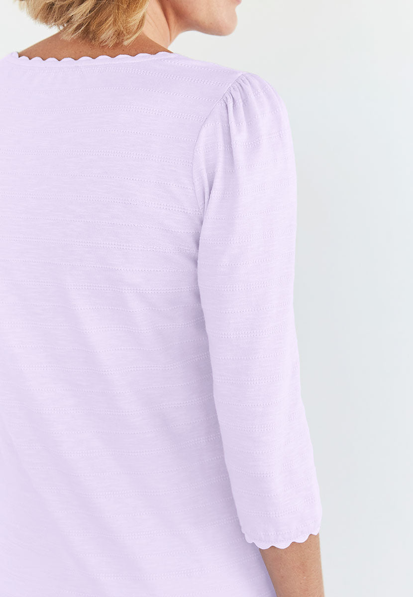 Mylie 3/4 Sleeve Cotton Top - Soft Purple