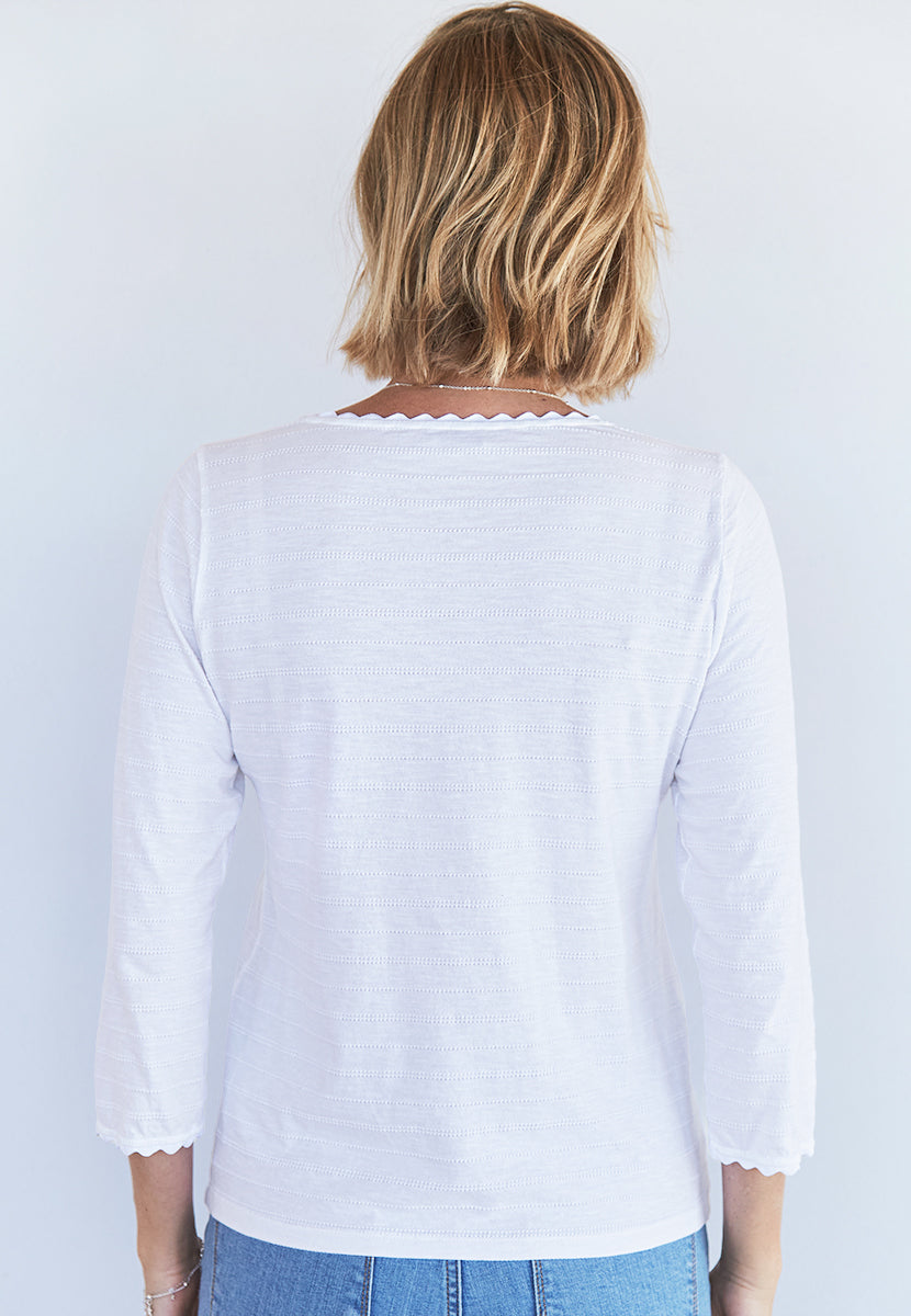 Mylie 3/4 Sleeve Cotton Top - White
