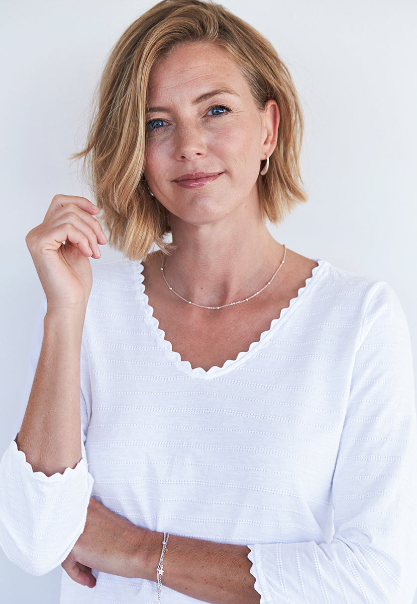 Mylie 3/4 Sleeve Cotton Top - White