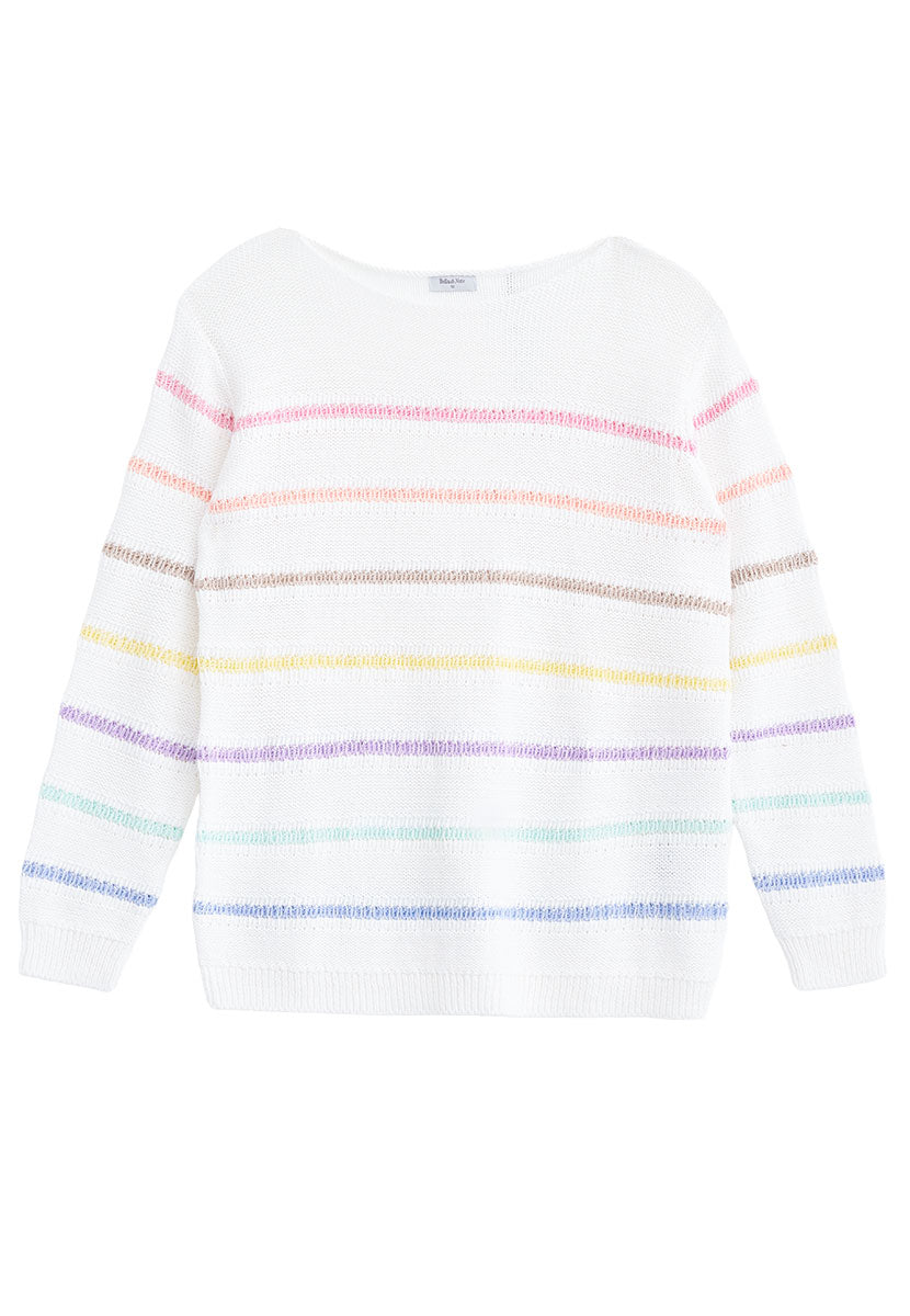Nina Relaxed Long Sleeve Cotton Knit Jumper - Rainbow Stripe