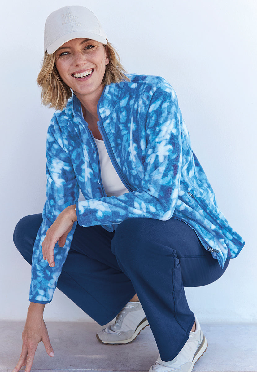 Nora Zip Through Fleece - Blue Print