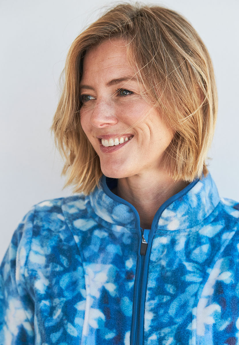 Nora Zip Through Fleece - Blue Print