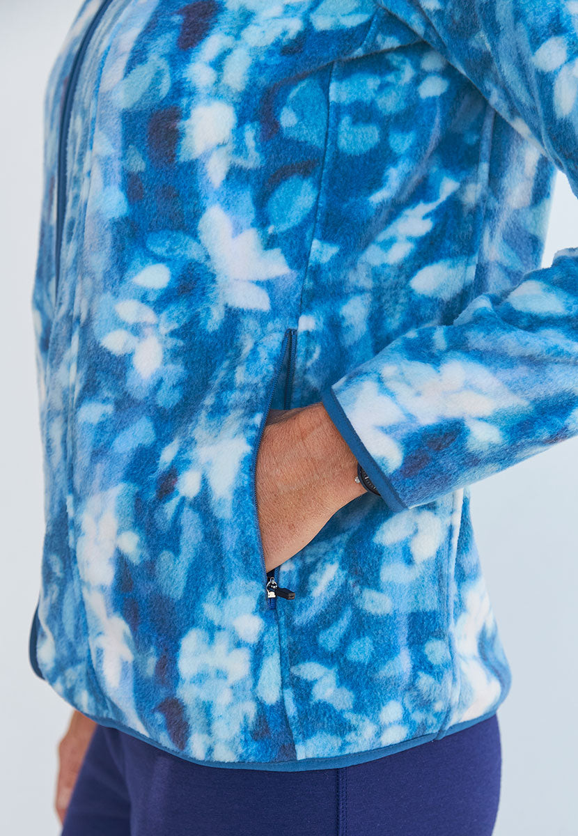 Nora Zip Through Fleece - Blue Print