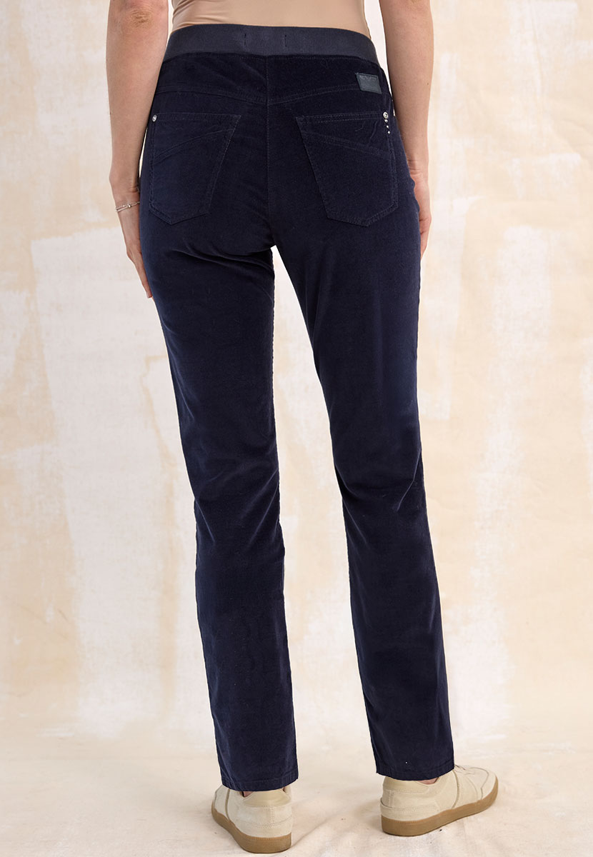BRAX Pamina Fine Cord Trouser - Dark Navy Back View