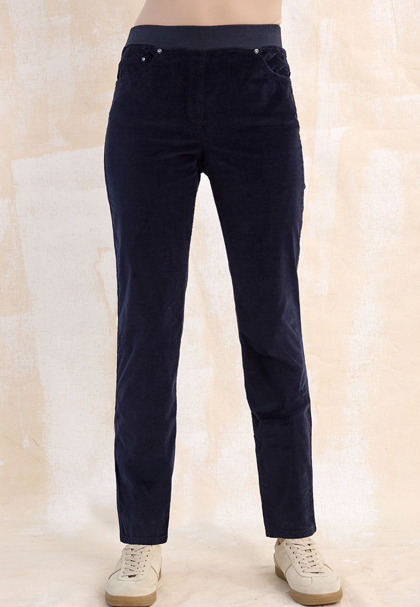 BRAX Pamina Fine Cord Trouser - Dark Navy Front Alt View