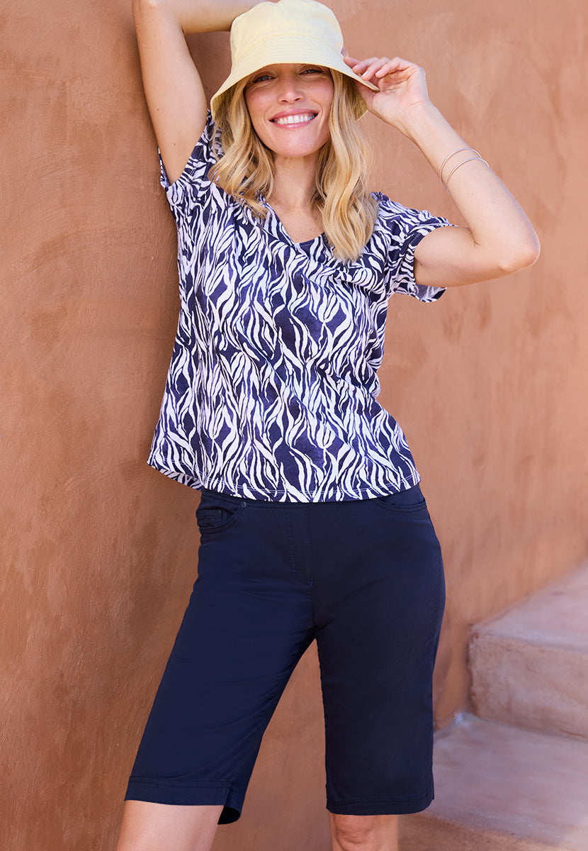 BRAX Pamina Elasticated Waist Pull on Shorts - Dark Navy