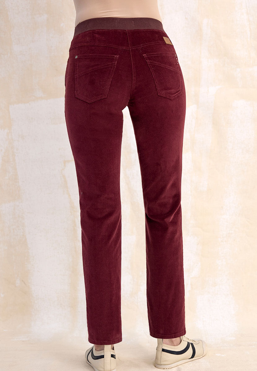 BRAX Pamina Fine Cord Trouser - Deep Berry Back View