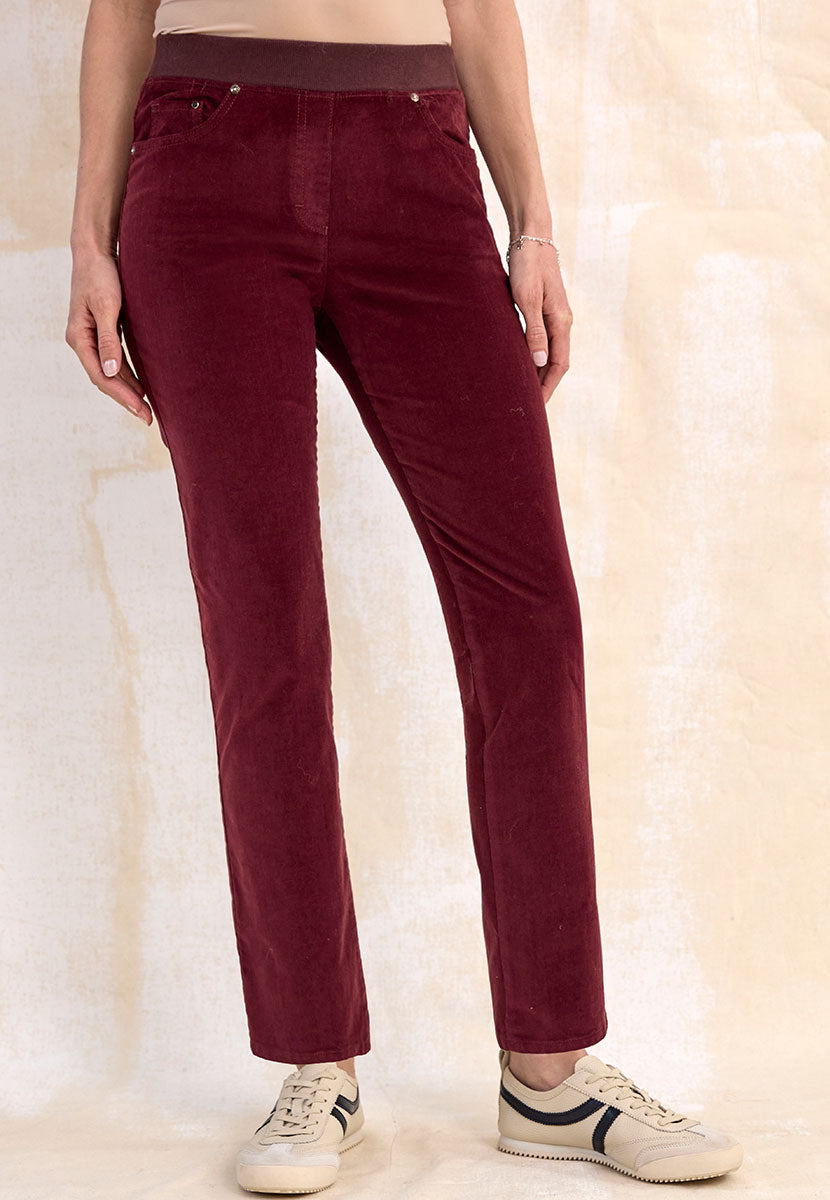 BRAX Pamina Fine Cord Trouser - Deep Berry Front Alt View