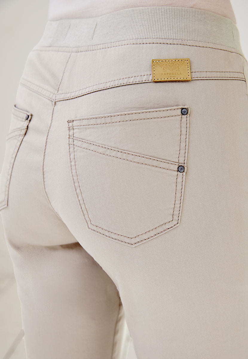 BRAX Pamina Straight Leg Pull on Elasticated Waist Trouser - Oyster