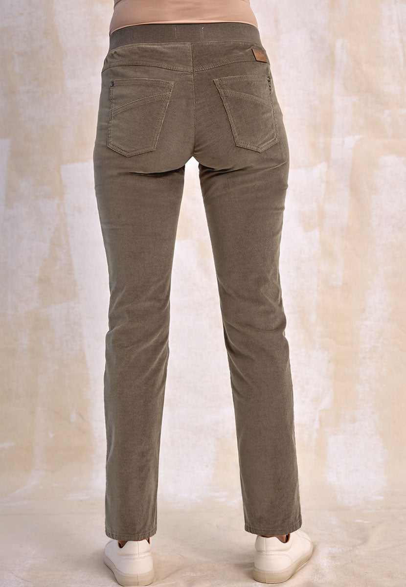 BRAX Pamina Fine Cord Trouser - Stone Back View