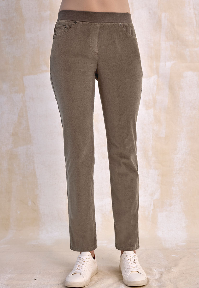 BRAX Pamina Fine Cord Trouser - Stone Front Alt View