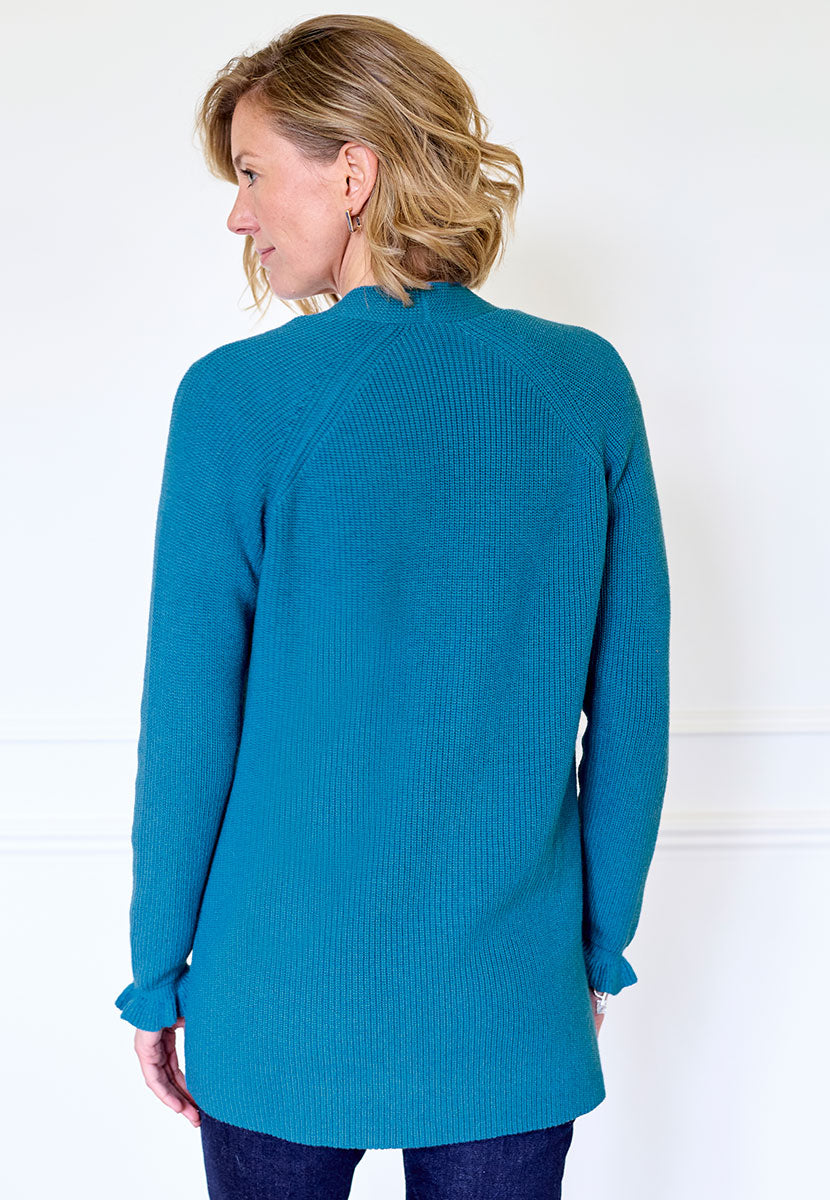 Phoebe Longline Open Front Cardigan - Teal – Bella di Notte