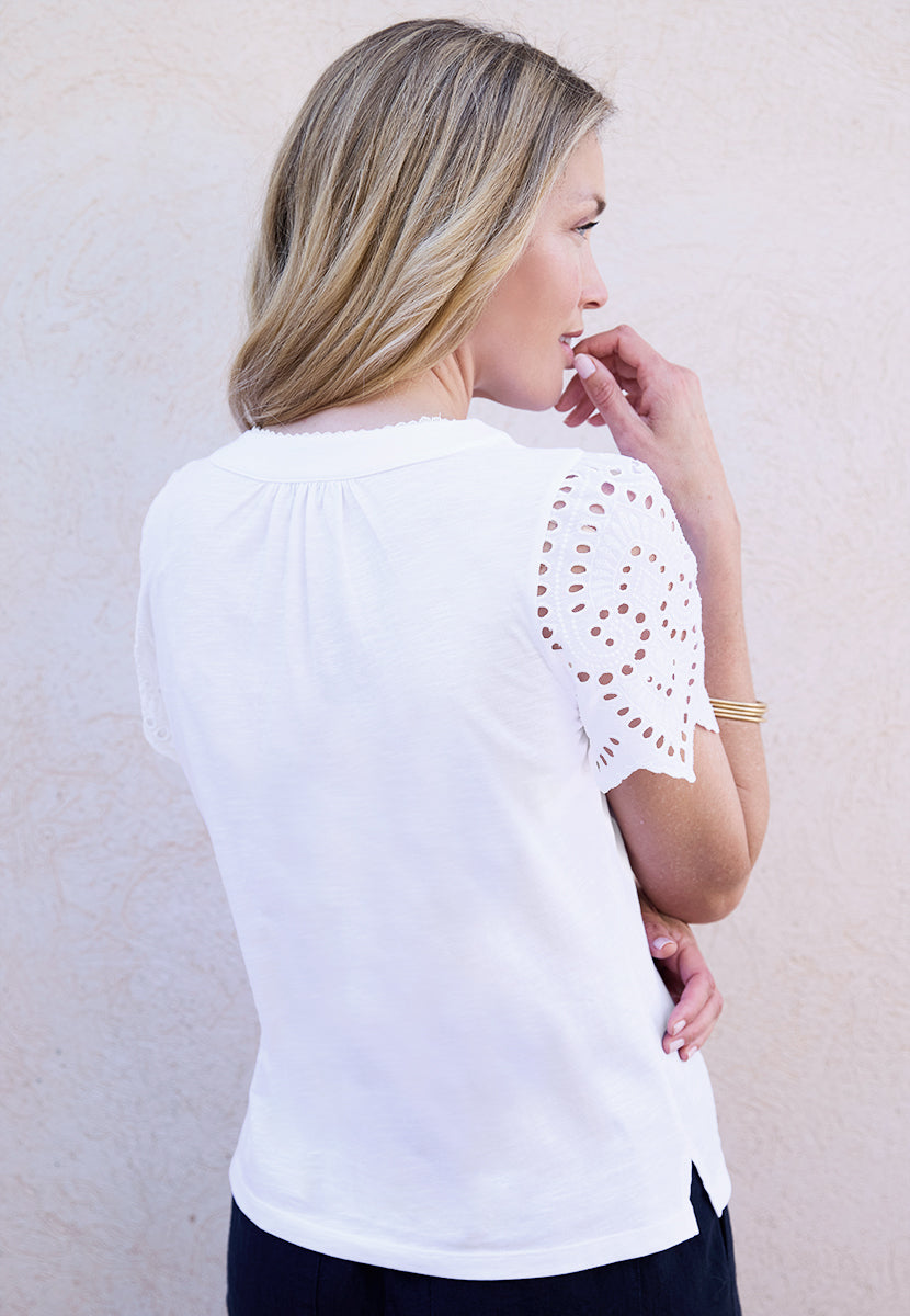 Pippa Short Sleeve Pure Cotton Top - White