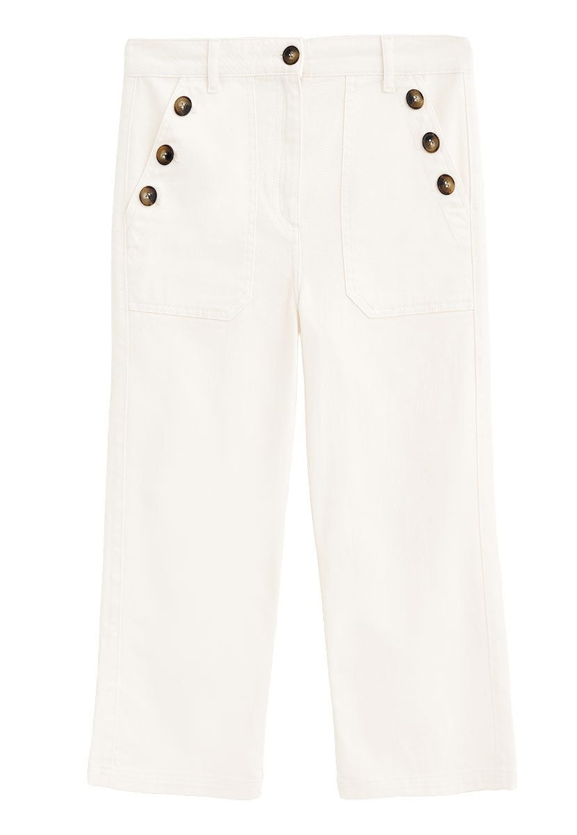 Roberta Wide Leg Cropped Jean - Ecru