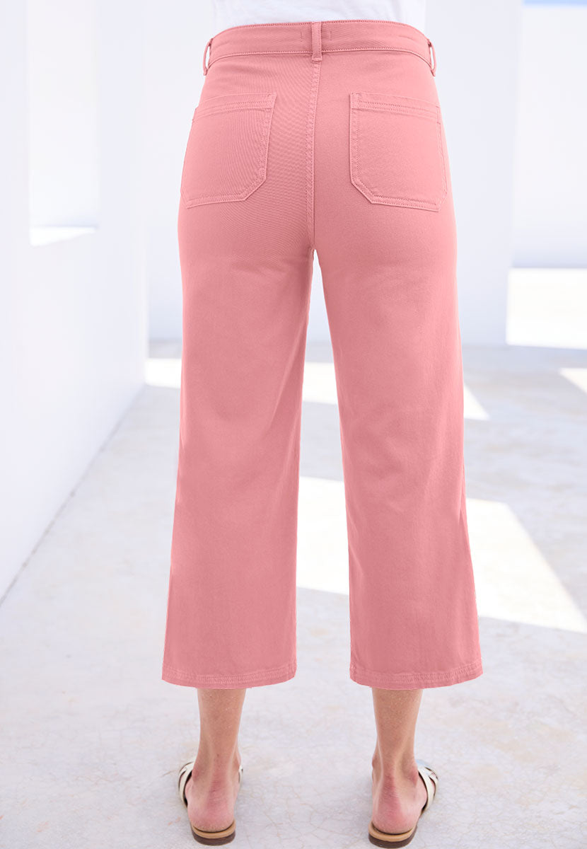 Roberta Wide Leg Cropped Jean - Rose